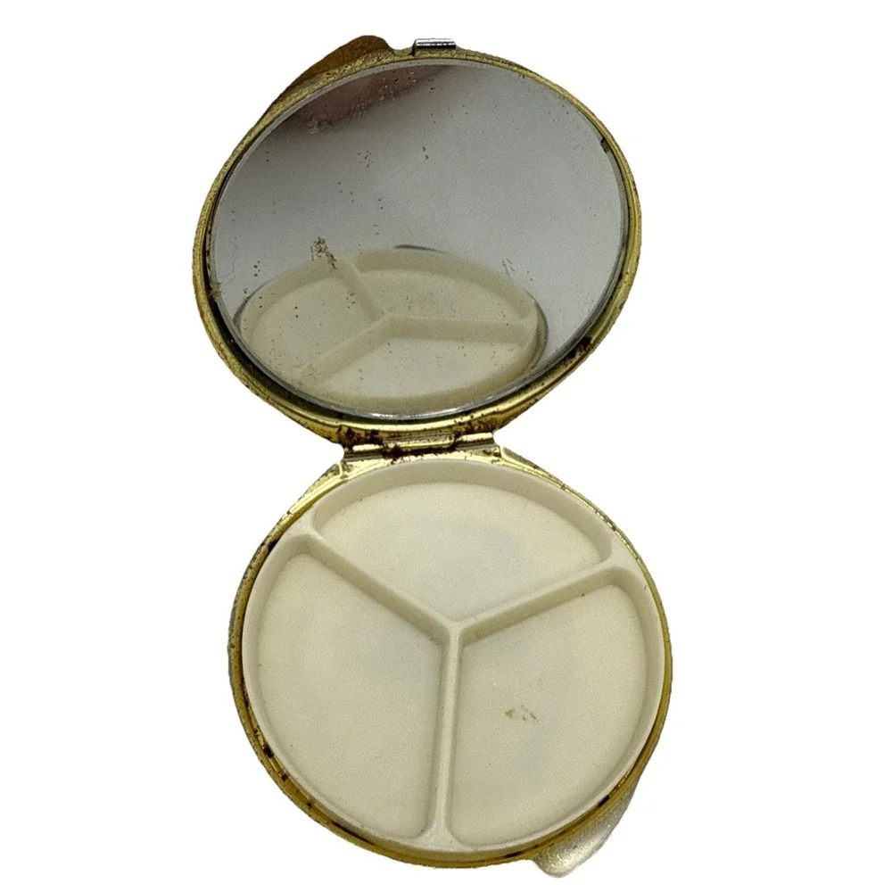Vintage metal makeup mirror‎ compact 